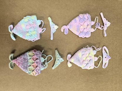 Clothes for Labubu Doll,Clothes for Doll Accessories,Hand-woven Bikini Mermaid Crochet Skirt Set,Summer Mermaid Costume Outfit Suitable for Labubu15&17cm,Dress-Up Accessories for Labubu Doll (color04)