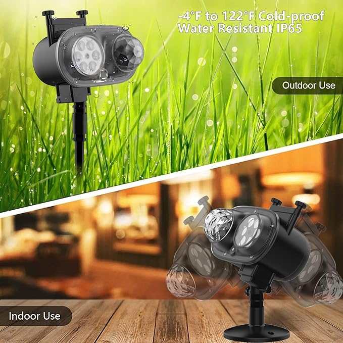 Slide Show Outdoor Holiday Projector, 2 in 1 Water Wave Outside Projector Lights Halloween Christmas, St. Patrick's Day Decoration, Eid Mubarak Kareem Festival Decorations, Easter Decorations