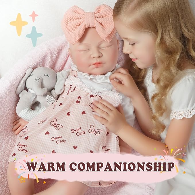 Girl 20 in, Full Silicone Baby Doll, Realistic Baby Dolls, Realistic Veins & Sleeping Pose, Not Vinyl, Reborn Baby Dolls Silicone Full Body, Gift Set