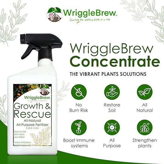 Organic Liquid Fertilizer Concentrate from Worm Castings. Non-Toxic, All-Purpose, Plant Food for Gardens, Vegetables, Fruits, Houseplants, Seed Starters, and Ornamentals. Makes 8 Gallons.
