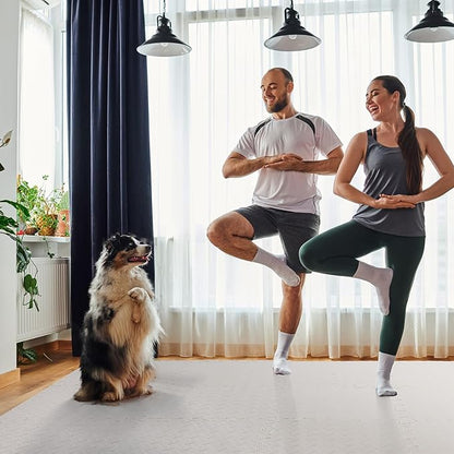 12 Tiles 12x12x1 inch EVA Interlocking Foam Floor Tiles Puzzle Exercise Mat Play Foam Mats for Boys Girls Baby Pets Home Classroom Nursery Gym (White)