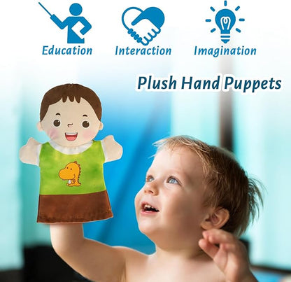 6 Pcs Family Hand Puppets for Kids 9.8 Inch Family Members Puppet Set Mom, Dad, Grandparents, Boy, Girl Soft Plush Hand Puppet Theater Plush Gift Toys for Toddlers Ages 1-3, 4-8 Story Role Play