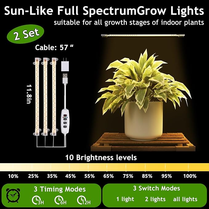HOMKIRT Large Corner Plant Stand with Grow Light, Plant Shelf Indoor Flower Stand for Living Room Patio Garden Home Decor