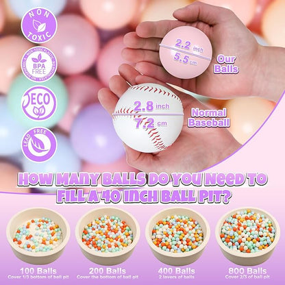 GOGOSO Ball Pits Balls for Toddlers Pack of 50 100 200 Plastics Shape Ball Non-Phthalate Non-BPA Non-Toxic 2.2-Inch Crush Proof Play Balls