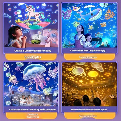 Kids Cartoon Projector Lamp, Story Projector for Kid, 12 Slides+360° Rotation Silent Kids Night Light, Christmas Birthdays Gifts, Unique Stylish Projectors Lamp with Cartoon Images