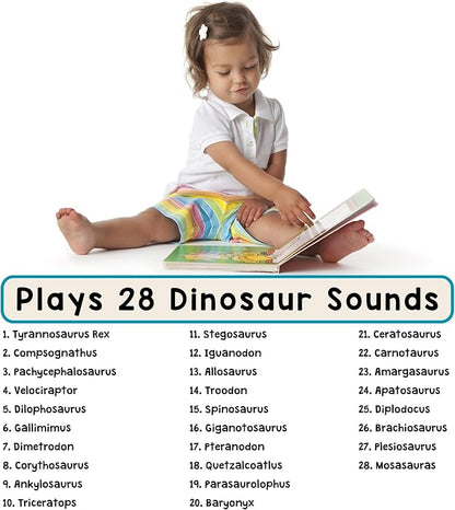 LEARNING BUGS Dinosaur Sound Book for Kids 3-5, 28 Realistic Sounds. Explore Land, Sky, & Sea Dinosaurs, Perfect Educational Toy and Gift for Toddlers