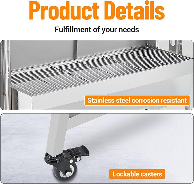 Stainless Steel Electric Pig Rotisserie Grill with Fire Pit & Baffle - 60kg Capacity, 50W Motor for Whole Pig/Lamb, Asador de Puerco Outdoor Camping BBQ