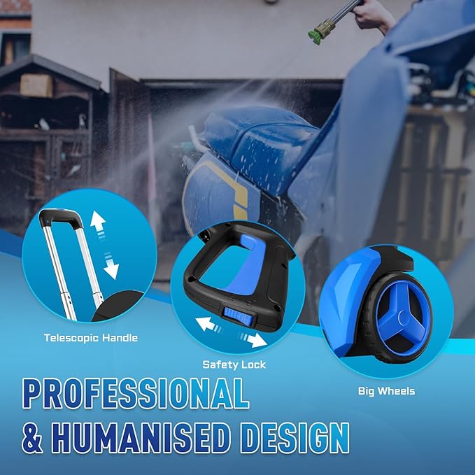 Pressure Washer with 4 Quick Connect Nozzles,Inlet Hose & Filter, Foam Cannon for Cars/Fences/Driveways Cleaning