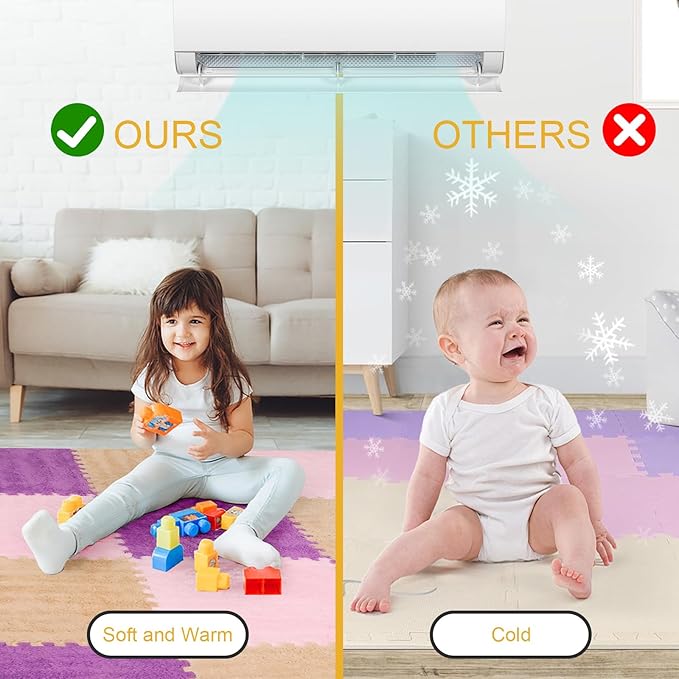 12 Pcs Plush Interlocking Carpet Tiles, Non-Toxic Foam Carpet Tiles for Toddler Baby, Machine-Washable, Anti-Slip, EVA Foam Interlocking Tiles for Floor, Nursery, Playroom, Purple, Light Brown, Pink