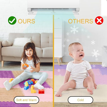 12 Pcs Plush Interlocking Carpet Tiles, Non-Toxic Foam Carpet Tiles for Toddler Baby, Machine-Washable, Anti-Slip, EVA Foam Interlocking Tiles for Floor, Nursery, Playroom, Purple, Light Brown, Pink