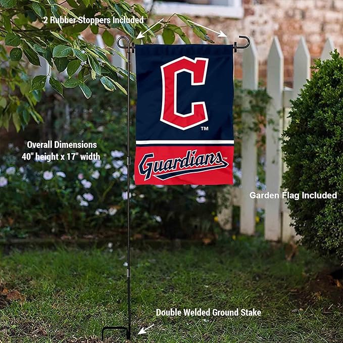 WinCraft Cleveland Baseball Diamond C Garden Flag and Pole Stand Mount