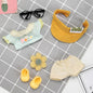 6 Pcs Set-17cm Doll Rabbit Bunny Clothes,Sunhat+Glass Frame+Shirt+Shorts+Flower Handbag+Shoes,Fashionable Outfit for Dress up Unique Style, Doll Costume Cosplay Fashion Dresses-Set 1