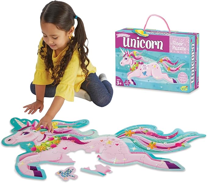 PEACEABLE KINGDOM Shimmery Unicorn Floor Puzzle, 1 EA