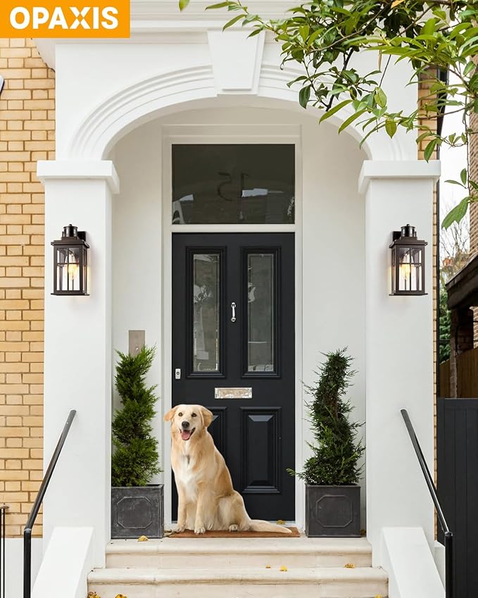 Distance-Adjustable Outside Lights for House, 2-Pack Oil Rubbed Bronze Porch Light, Waterproof Dusk to Dawn Exterior Lighting Fixtures Sconce, Anti-Rust Outdoor Lanterns for Porch, Garage