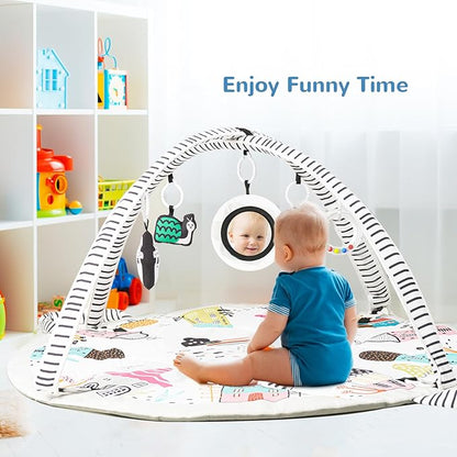 Baby Play Mat Tummy Time Mat with Exclusive Foldable Design, Stage-Based Skill Development Activity Gym, Machine Washable Baby Play Mats for Floor with Gift Package (Zebra)