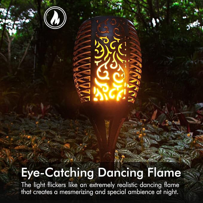 Solar Lights Outdoor 43" (Super Large Size), 99 LED Solar Tiki Torches with Flickering Flame, Waterproof Solar Powered Lights for Holiday Decorations Outside Garden Yard Pathway Decor