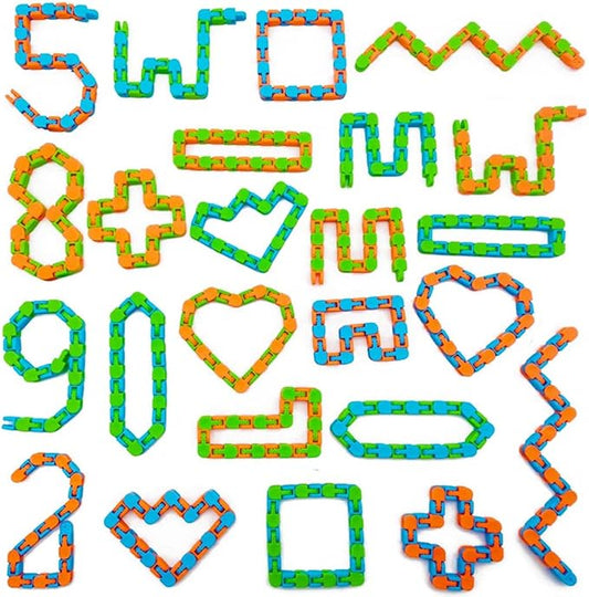 120Pcs Wacky Tracks Snap Click Toys for Party Favors, Snake Puzzles Fidget Bulk Toys for School Classroom Prize, Goodie Bag Stocking Stuffers, Christmas Easter Thanksgiving Gifts for Kids Students