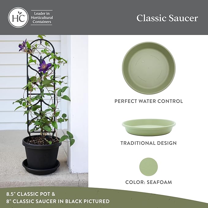 The HC Companies 17.5 Inch Round Plastic Classic Plant Saucer - Indoor Outdoor Plant Trays for Pots - 17.5"x17.5"x3" Seafoam