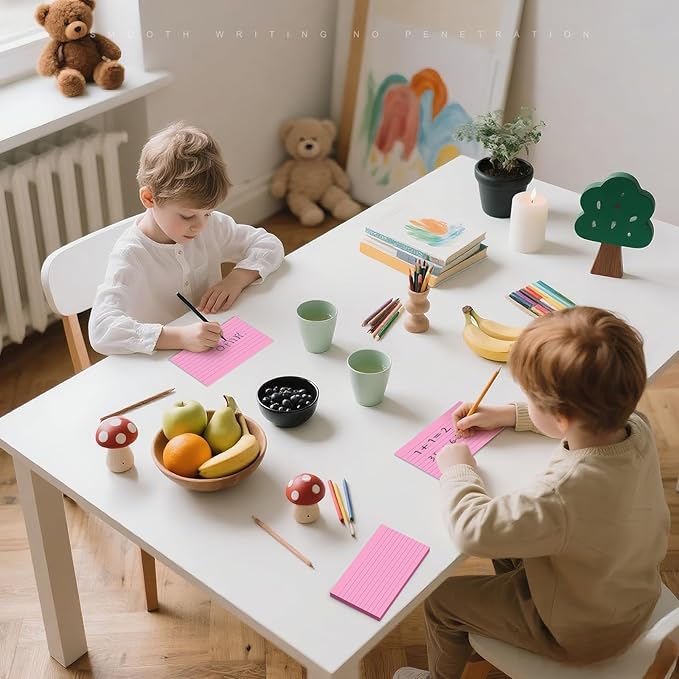 600 Count Index Cards 3 x 5 Inch Pink Lined Flash Cards Ideal for Studying and To-do-List, Portable Note Cards Taking for Students and Teachers, Flash Card Styled for Home, Office or School Use