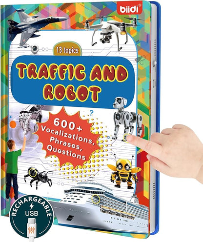 English Talking Book,Interactive Word Sound Book Toddler 3-5,Sensory Autism Toy,Educational Learning Travel Toys for Boys Girls Birthday Gift for 3 4 5 6 Year Old Kids,with 13 Topics,600+ Sounds