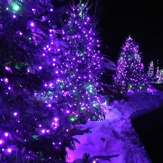 FUNPENY 240 LED Halloween String Lights, 78 FT Waterproof Black Wire Fairy Lights Plug in, 8 Lighting Modes Halloween Lights Decorations for Indoor Outdoor Garden Party (Purple)