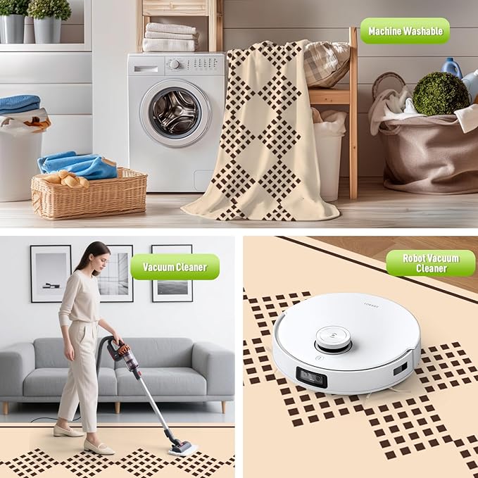 WILDROOTS 5x8 Feet Square String Plastic Outdoor Rug, Stain Resistant Waterproof Reversible Outdoor Patio Rug, Fade Resistant Camping Rug