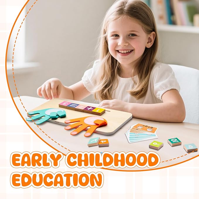 Preschool Learning Toys for Toddlers, Colorful Wooden Numbers Blocks, Finger Counting Montessori Toys for 3 4 5 Year Old