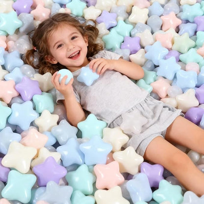 GOGOSO 100 Ball Pit Balls Star Bals - Pink Soft Plasticballs Phthalate Free BPA Free Playballs for Ballpool Birhtday Party Girls Kids with Storage Bag, 2.15inches