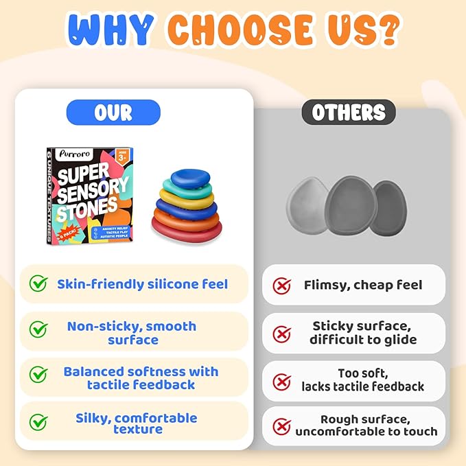 Fidget Sensory Toys for Kids & Adults with Autism ADHD: 6-Pack Silent Small Anxiety Relief Items, Quiet Fidgets & Worry Stones for Classroom Prizes, Mini Desk Toys for Calm Down, Stress Relief Gifts