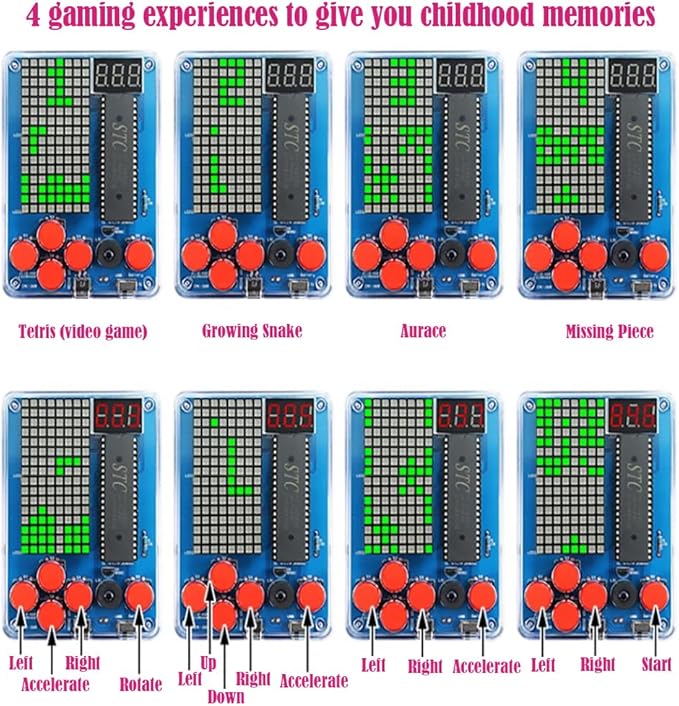 Gikfun DIY Retro Classic Electronic Soldering Kits 4 Retro Classic Games Soldering Project Game Kits for Group Middle/High School Project Training EK1999