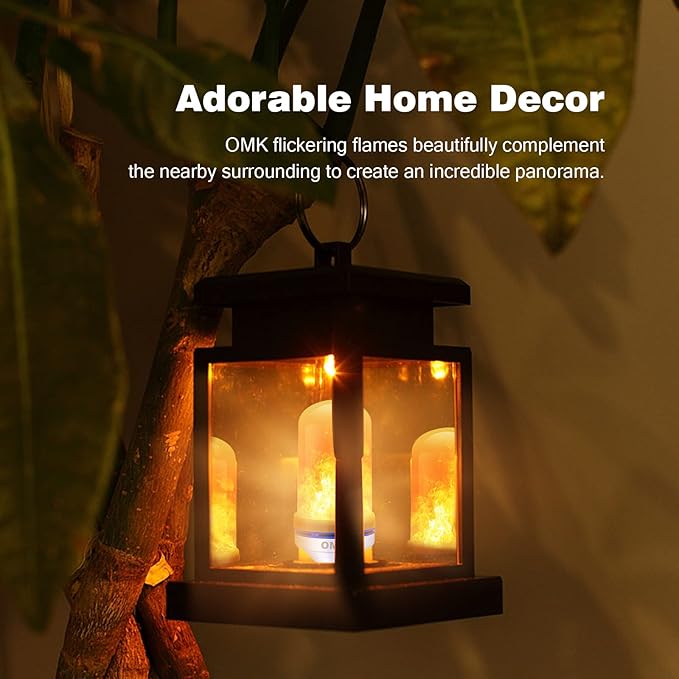 OMK Christmas Flame Effect Light Bulbs LED (6 Pack) Fire Light Bulb Flickering Light Bulbs for Porch Yard Outdoor Fake Fire Party Holiday Christmas Gifts Spooky Attractions Decoration