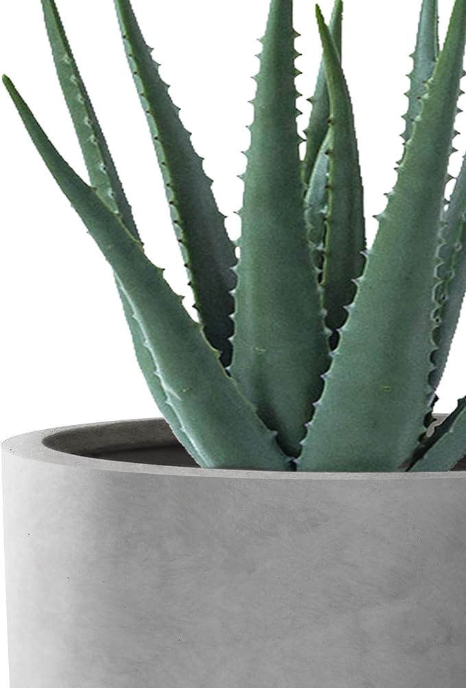 Kante 13",11",9" Dia Natural Concrete Round Planters (Set of 3), Outdoor Indoor Modern Planter Pots, Lightweight, Weather Resistant, Seamless with Drainage Hole