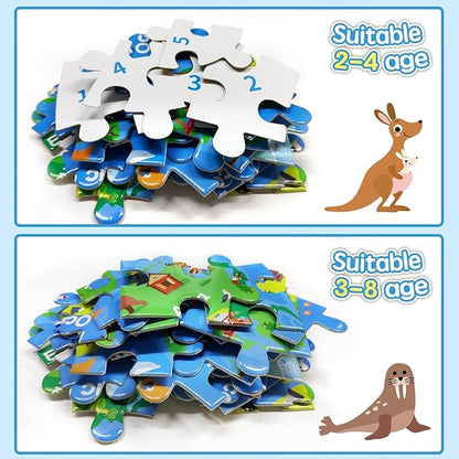 72 Piece World Map Jigsaw Puzzle for Kids 3-5, 4-6 Globe Round Floor Puzzles Geography Educational Birthday Gifts Learning Resource Educational Montessori Toys (World Map)