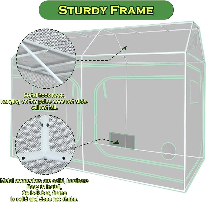 96"x48"x72" Roof Cube Grow Tent Plant Grow Tent, Indoor Growing Tent with Observation Windows, Lightproof Roof Cube Tent with Floor Tray, Mylar Hydroponic Tent for Plant Growth