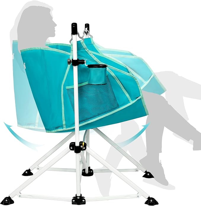 Portal Hammock Camping Chair Folding Rocking Chair Portable Swinging Chair with Cup Holder for Outdoor Lawn Backyard Patio Car Camp Sports Concerts,Support 350 lbs Blue
