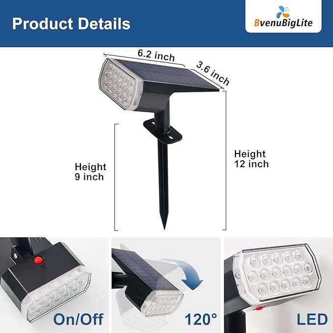 RGB Solar Lights for Outdoor: 7 Multicolor Solar Powered for Garden - Waterproof Led Spot Light Decorations for Yard - Dust to Dawn Uplighting Landscape Pathway Drive Patios 6PC