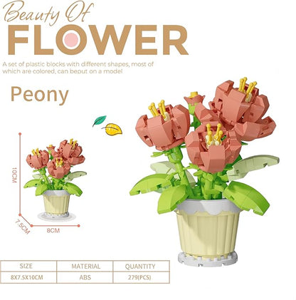 Mini Flower Building Blocks Set - Creative Botanical Bouquet Kit for Kids & Adults, Party Favors, Classroom Prizes, Birthday Gifts