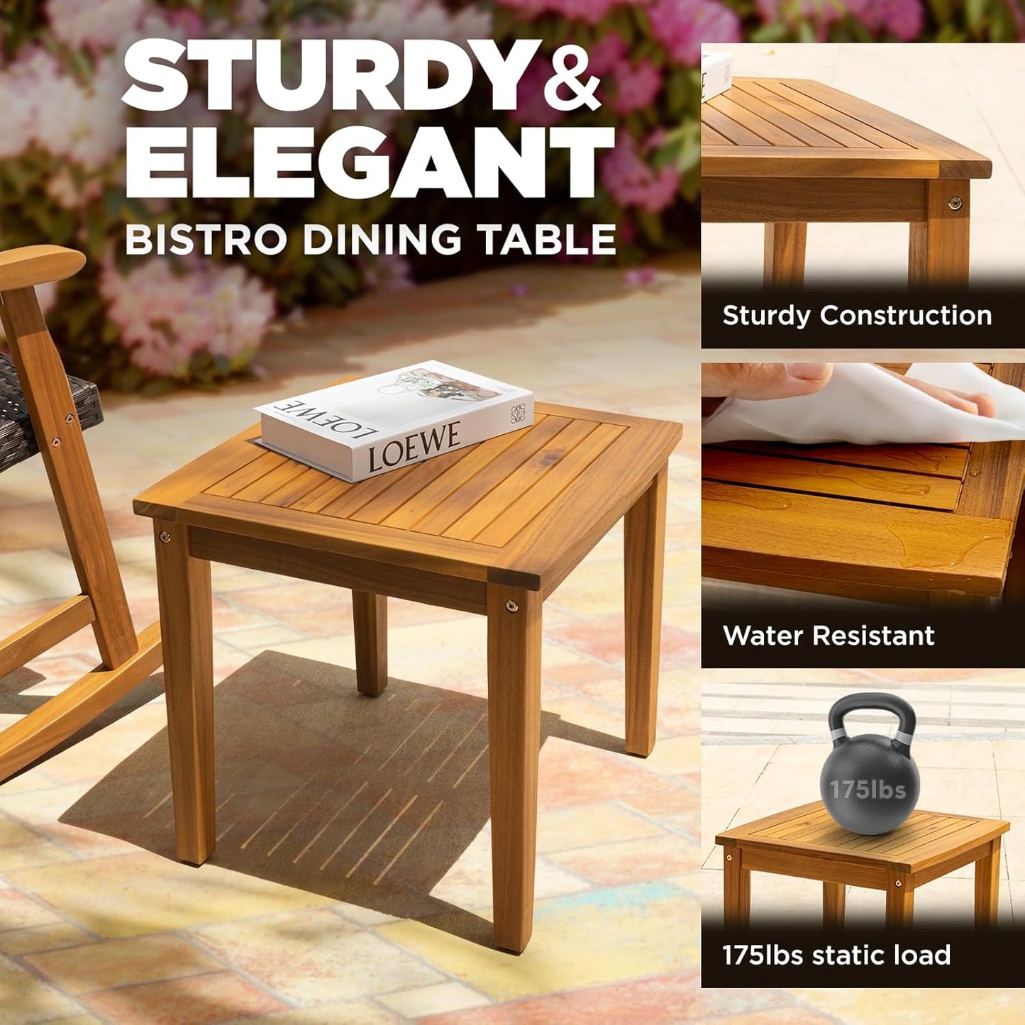 IDZO Solid Wood Wicker Rocking Chairs Set of 2 with End Table