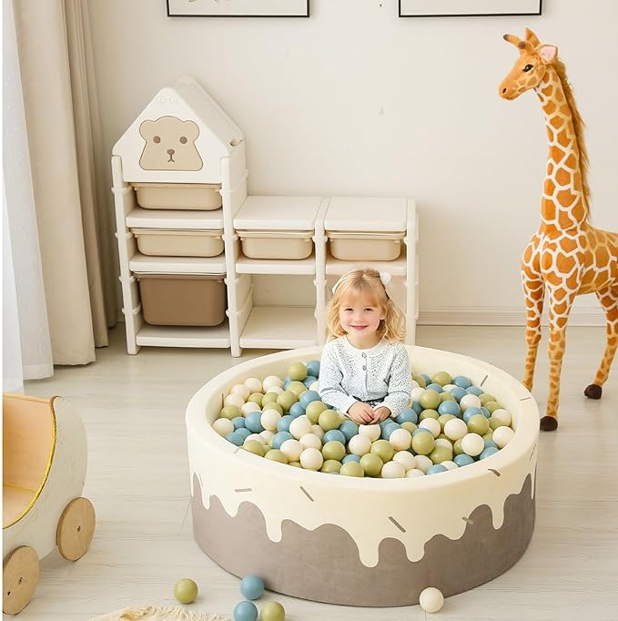 GOGOSO Ball Pit Balls - 2.15inch Plasticsball for Kids Toddlers Birthday Gifts, Summer Vibrant Colors Visual Stimulation Xmas Decor,100pcs Creamy Green+Creamy Blue+ Soft White