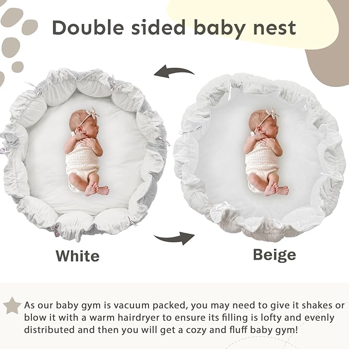 5-in-1 Thick & Plush Baby Play Gym, Play Mats for Floor, Tummy Time Mat with 6 Toys, Cat and Dog Bed, Convertible Stage-Based Developmental forToddler, Ball Pit, Pet Cushion, Cloudico