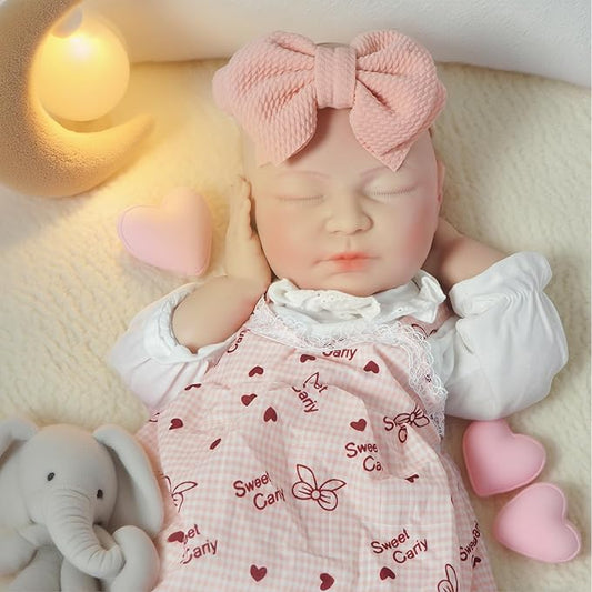 Girl 20 in, Full Silicone Baby Doll, Realistic Baby Dolls, Realistic Veins & Sleeping Pose, Not Vinyl, Reborn Baby Dolls Silicone Full Body, Gift Set