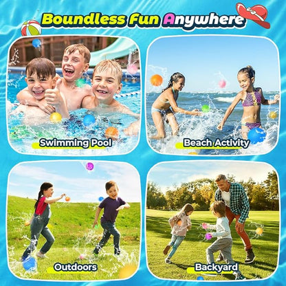 6 Pcs Reusable Water Balloons, Pool Beach Water Toys for Boys and Girls, Summer Toys for Kids Ages 3-12, Magnetic Water Ball for Outdoor Activities