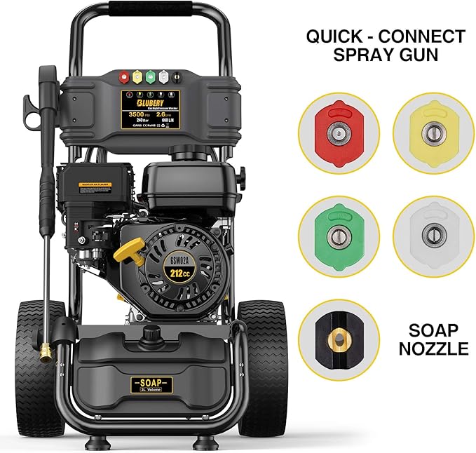 Heavy-Duty Gas Pressure Washer, 3500Psi at 2.6Gpm Power Washer,Portable, 30feet Pressure Hose,Industrial Style,Axial Cam Pump, for Siding, Driveway, House, Car, RV, Paint Preparation etc
