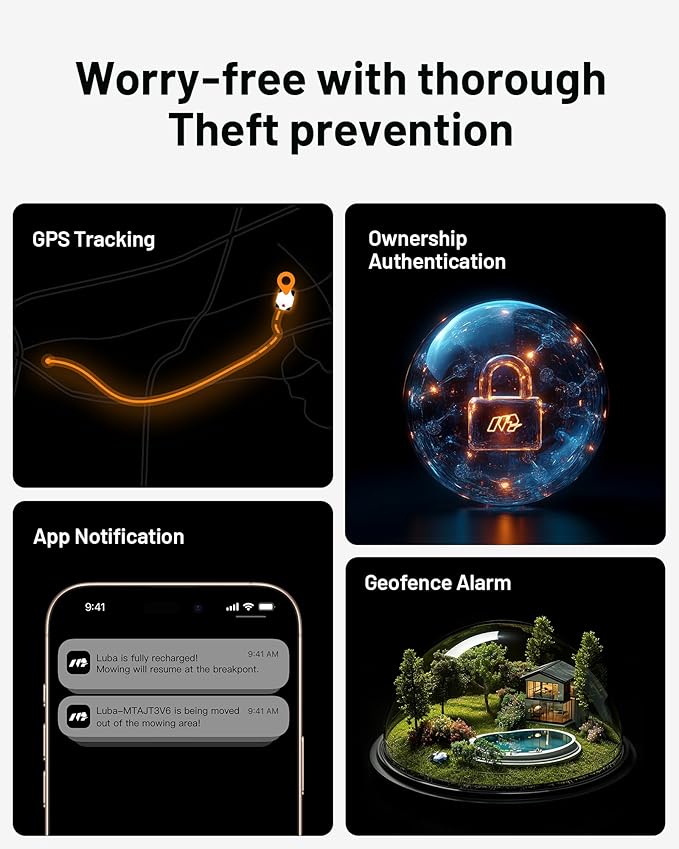 LUBA 2 AWD 3000X Robot Lawn Mower with 4G, Reception 0.75 Acre, Max. 0.89 Acre, All-Wheel-Drive for 80% Slope, UltraSense AI Vision & RTK Automatic Edge Mapping, 1.0"-2.7" Cutting Height