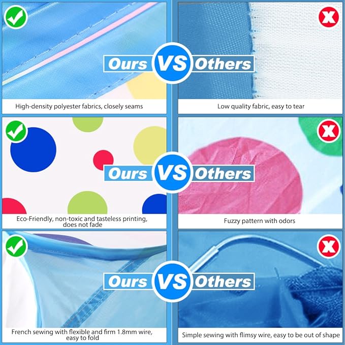 EocuSun Kids Ball Pit Large Pop Up Toddler Ball Pits Tent for Toddlers Girls Boys for Indoor Outdoor Baby Playpen w/Zipper Storage Bag, Balls Not Included (Blue)