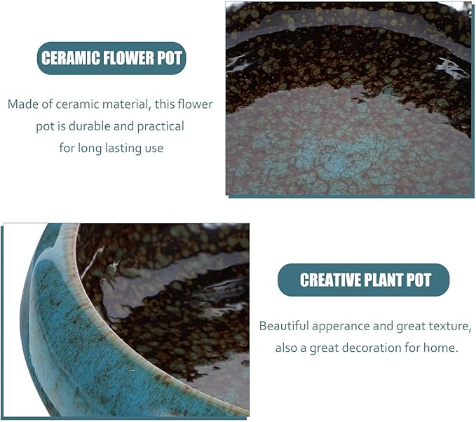 Happyyami Plant Pot Hydroponic Plant Succulent Pots Ceramic Round Decorative Bowl Hydroponic Water Lily Planter Pot for Flowers Succulent Table Centerpiece (Random Color) Indoor Plant Pots