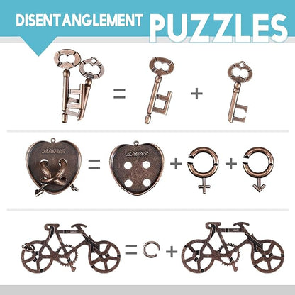 13 Pcs Metal Brain Teaser Puzzles 3D Puzzle for Adults Logic Puzzle Games Set Gift for Adults and Teenagers