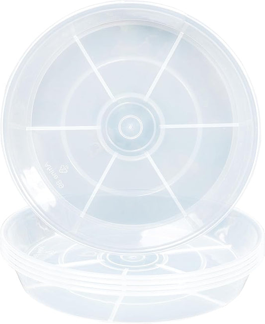 6 Pack Plant Saucer Drip Tray 14 inch, Large Plastic Plant Trays, Heavy Sturdy Plastic Planter Flower Pot Saucers for Indoor Outdoor Garden, Plant Water Drip Trays for pots (14", Clear)