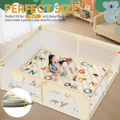 Baby Play Mats for Floor - 79”x71” Playmat for Baby and Toddlers Infants - Foam Play Mat - Infant Mats for Floor Play Thick - Tummy Time Floor Mat - Animals Alphabet