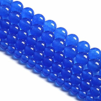 6MM 60PCS Deep Blue Chalcedony Natural Stone Loose Beads for Jewelry Making DIY Bracelet